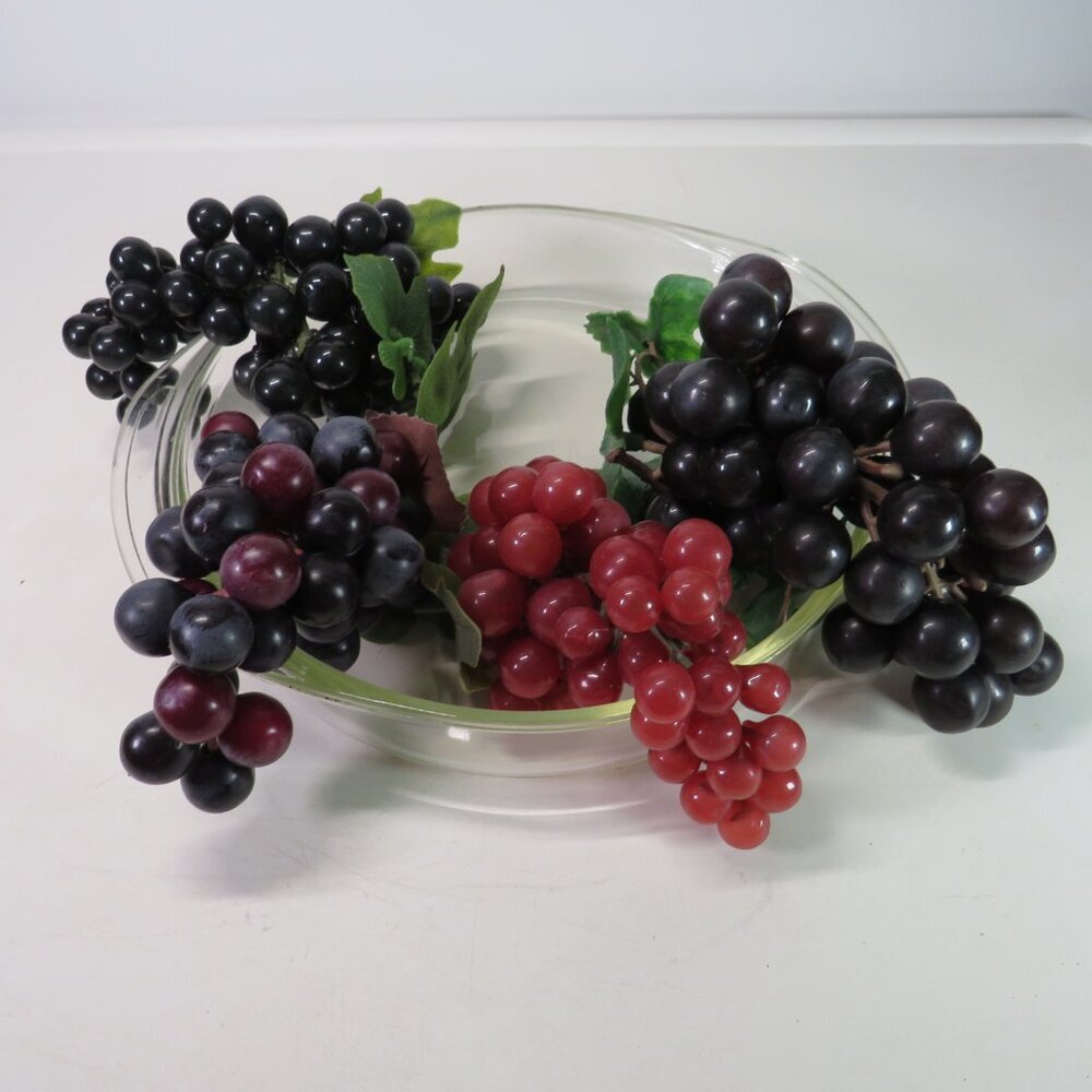 Vintage (4) faux fruit Dark Purple and Red Grapes (drapes well) Decor